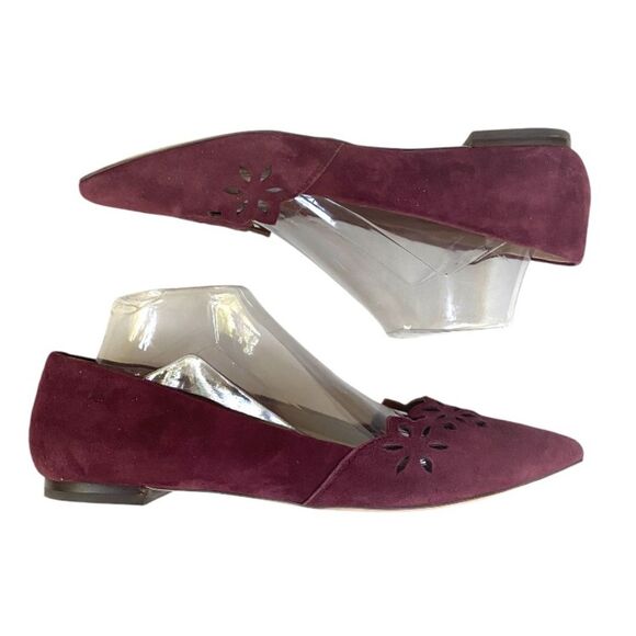 Lauren Ralph Lauren Allayana Burgundy Suede Pointed Toe cut out Ballet Flats 10 - Picture 3 of 9